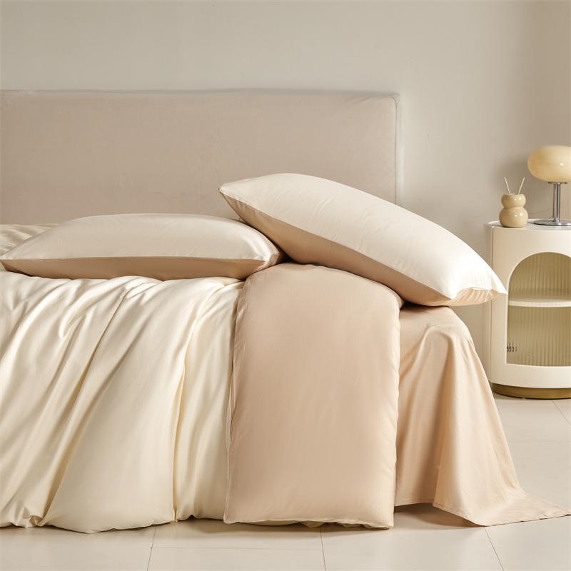 纯色双拼全棉套四件套202春季纯被棉被套南通床上CGQ用品三件床5
