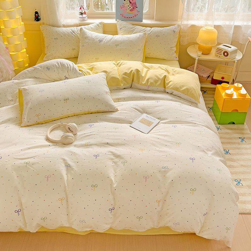 南A类针织双层纱四件BAO套通家纺床上三件套用品小清新床单被套床