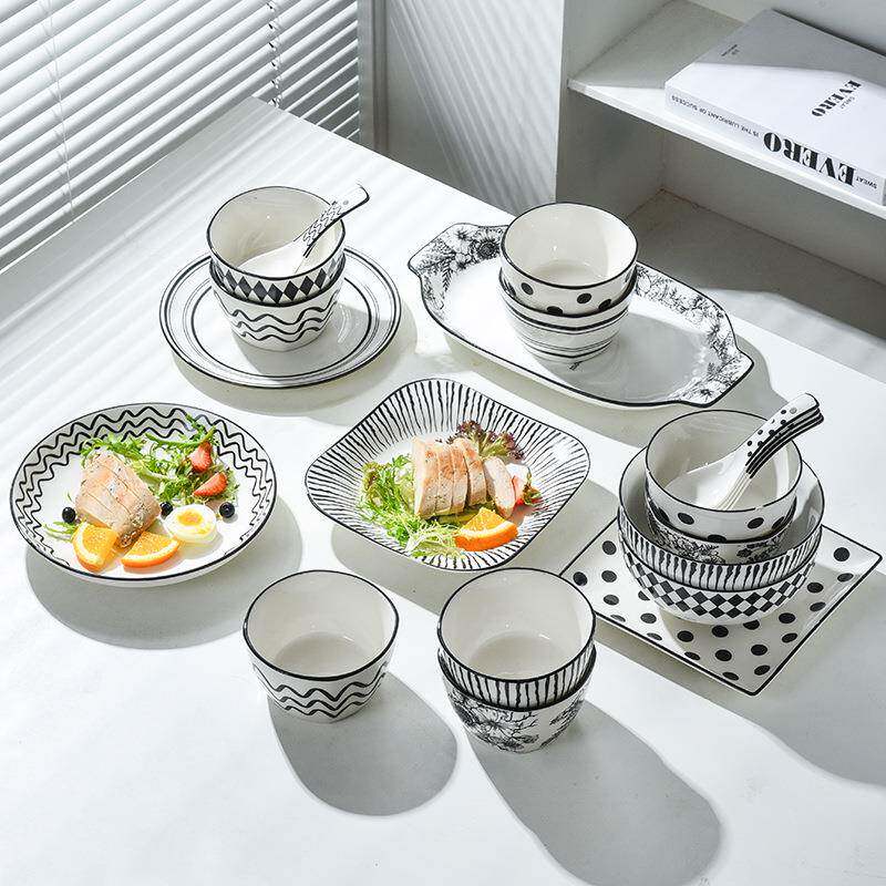 碗碟套装家用子2025新款法式无品牌/赫本风网红送瓷具礼餐创意碗