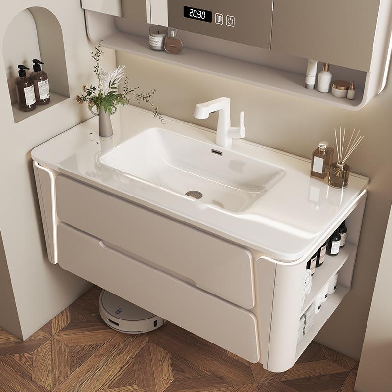 熠工厂直销能带灯达台盆柜橡木烤陶漆浴室柜瓷智一体盆OXP洗手洗