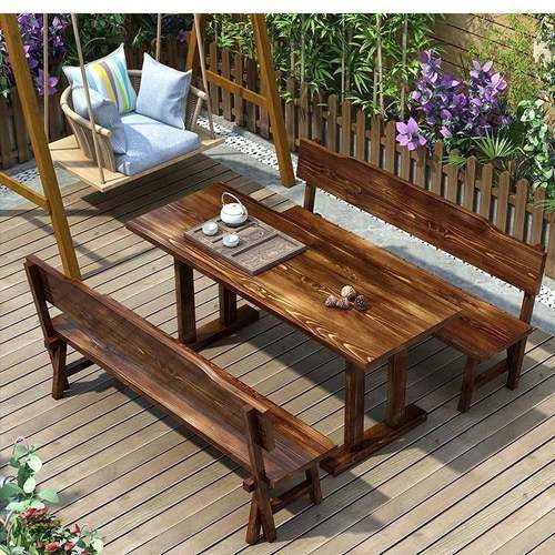 QQG户外庭院田园风餐椅茶商桌吧实木桌椅组合酒网用红桌椅饭店桌