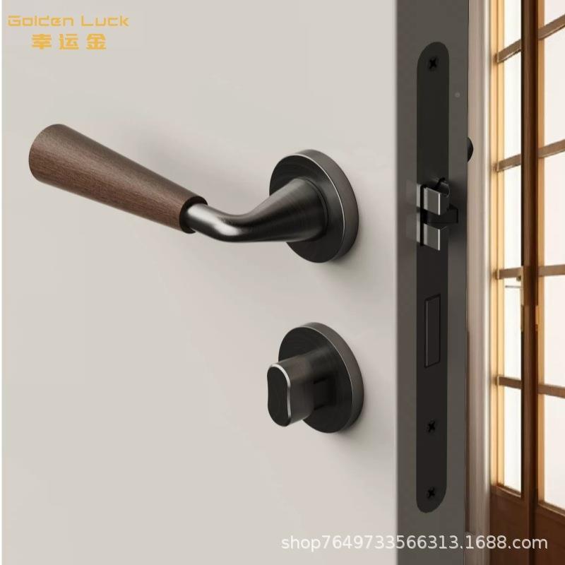 意式胡桃木ZAJ门卧锁室内室房间房门锁复古磁静体音吸门锁分门把