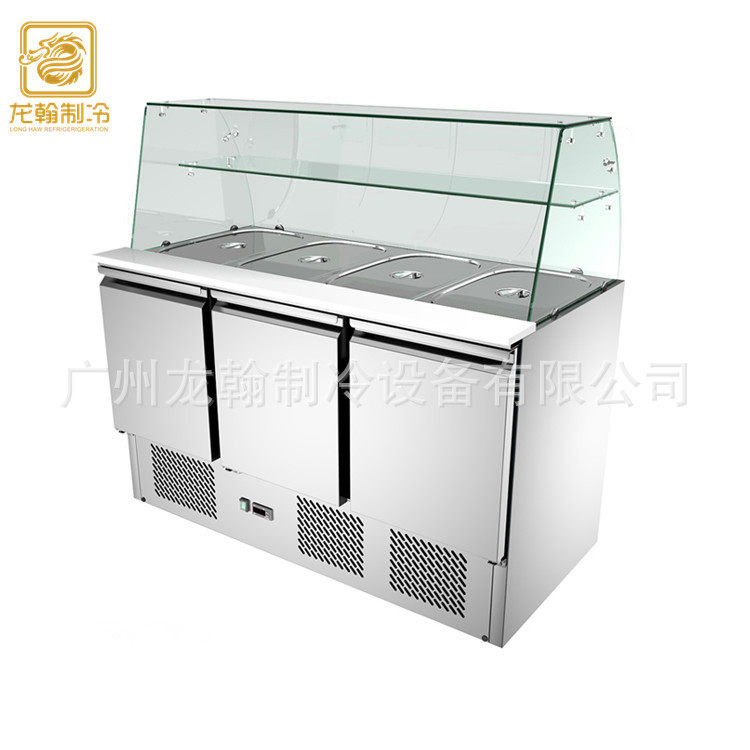 不锈钢风冷冷藏冷冻沙拉披萨工作台商用厨房设备奶茶操作台