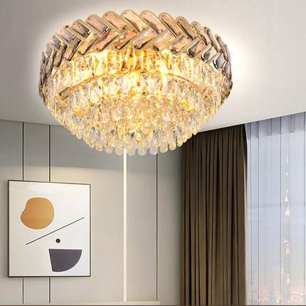 轻水晶吊XAO灯大气餐厅家用别墅房客厅L头ED吊灯顶灯奢卧室床书灯