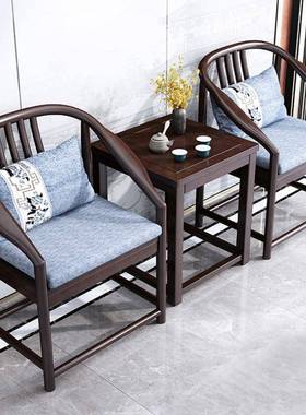 新中式实木圈椅件人套皇宫三宫廷单椅太RMJ师椅茶桌椅椅组合官帽