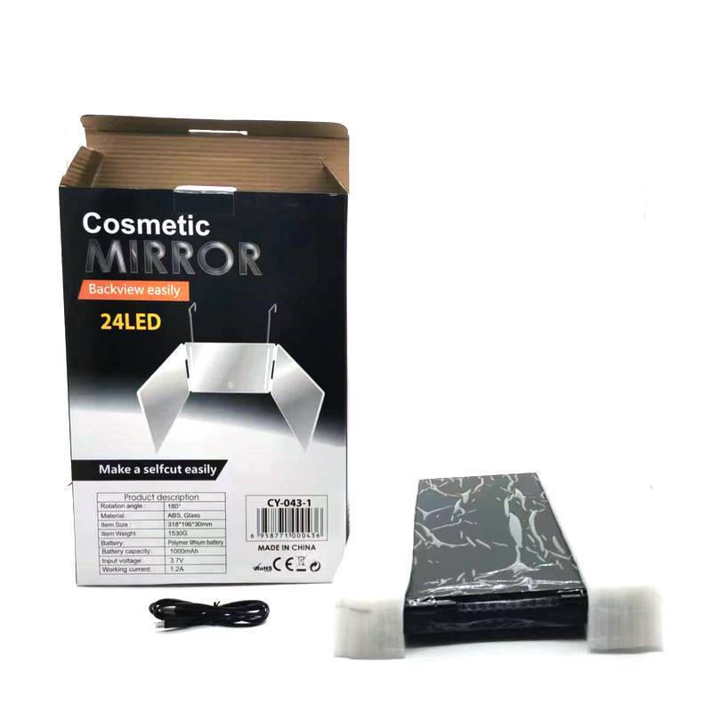 折叠三面镜镜携式理发LED悬镜挂式化妆CY-03-LE便可伸缩调节带灯