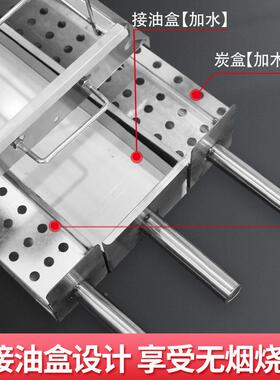 山钢WTU东淄博烧烤炉子家用不锈木无烟小炉子全套炭饼大架子号.