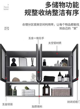 Yla厨壁房吊柜太空铝挂墙物浴橱柜阳台墙柜墙卫生间室收纳柜UXB储