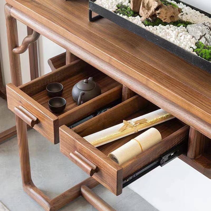 中式木ETR条玄关桌黑胡桃木条案中式实靠墙入户玄关柜新几案几端