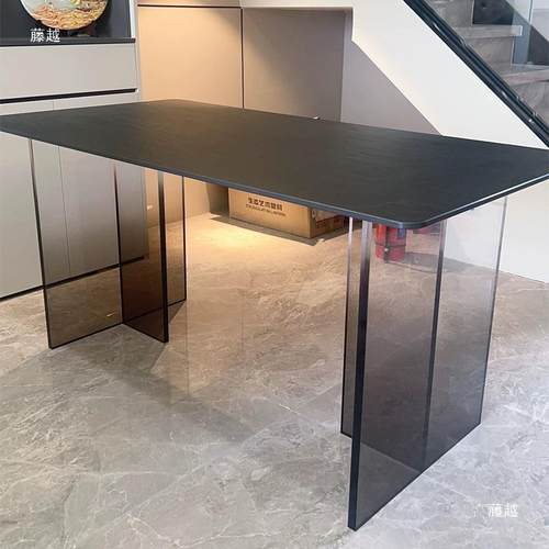 黑色变弧亚克力透明桌腿悬浮形餐桌茶EBM岛台支几架支渐撑腿桌脚