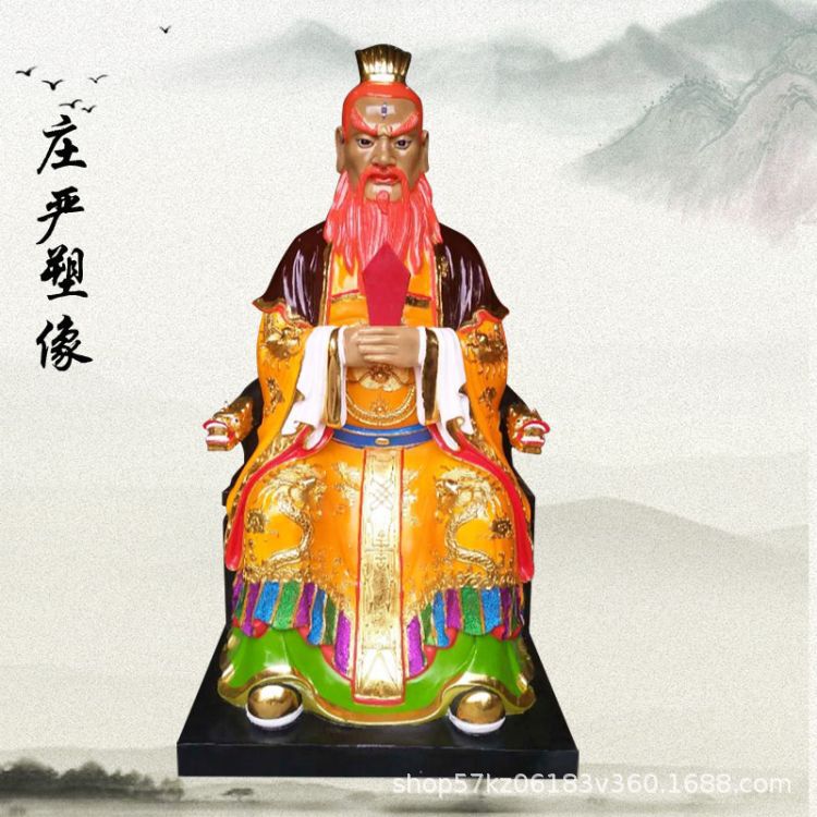 火德真君神像 大型火神祝融树脂玻璃钢雕像  极彩贴金工艺