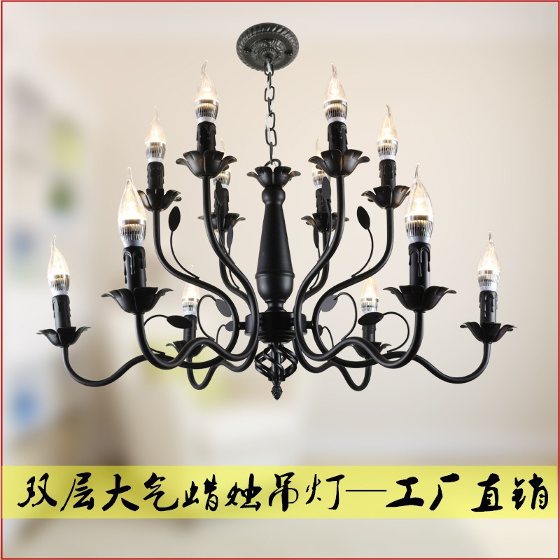 美式复古铁艺蜡烛吊灯简约客厅餐厅影楼灯具创意民宿氛围感灯吊灯