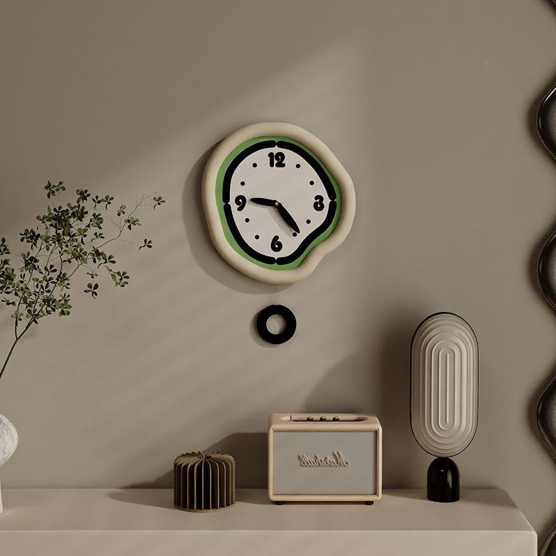 家可爱奶现代极简风2油钟表钟摆庭挂钟205新款卧室超静音ZZT免打