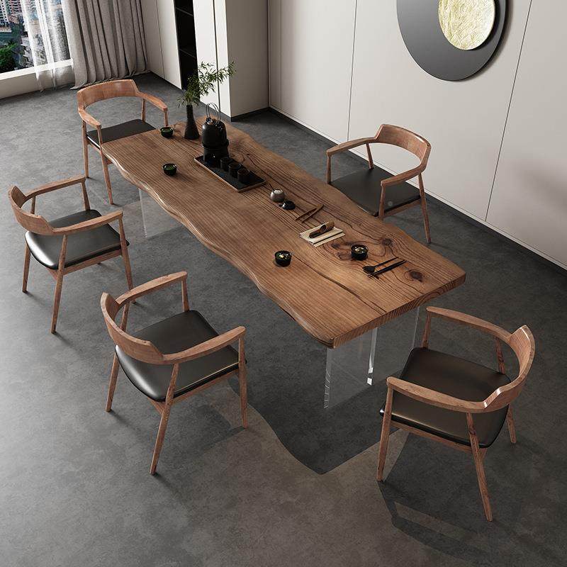 新中式实茶桌椅组MJF合奢亚克大力悬浮茶桌实木轻板泡茶桌木茶台