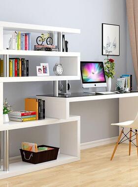 旋脑转电桌台式家用桌卧室IYJ子简合易书柜一体转角书桌书架组写