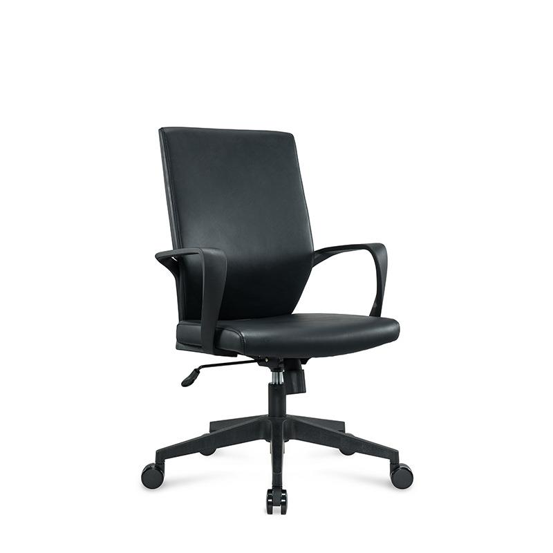 货源产地办公子CH-192黑办色皮质万向轮小转椅椅固定扶手职员椅公