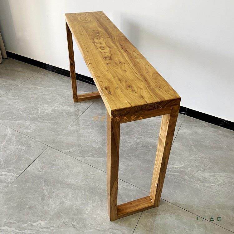 实木玄关台榆桌木墙几窄长ASQ桌新中式条案现代简约书桌条香靠案