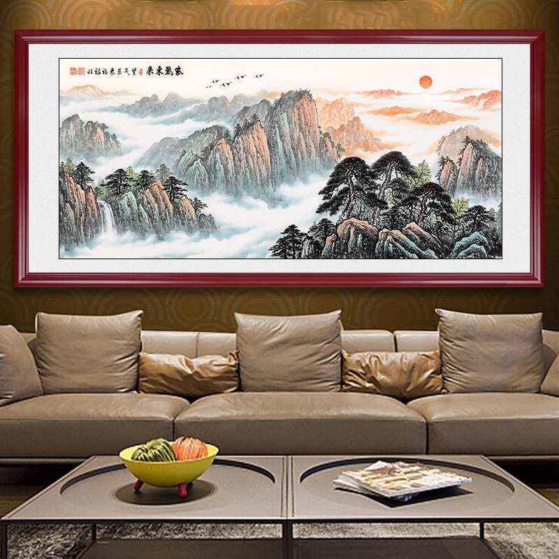 有山无泰山日靠山图F8756MMT客厅背景出装饰山水画画书房办公室挂