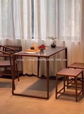 铂盾家用桌茶台阳椅台茶ECZ桌茶组合老榆木金休闲桌椅新中式小户