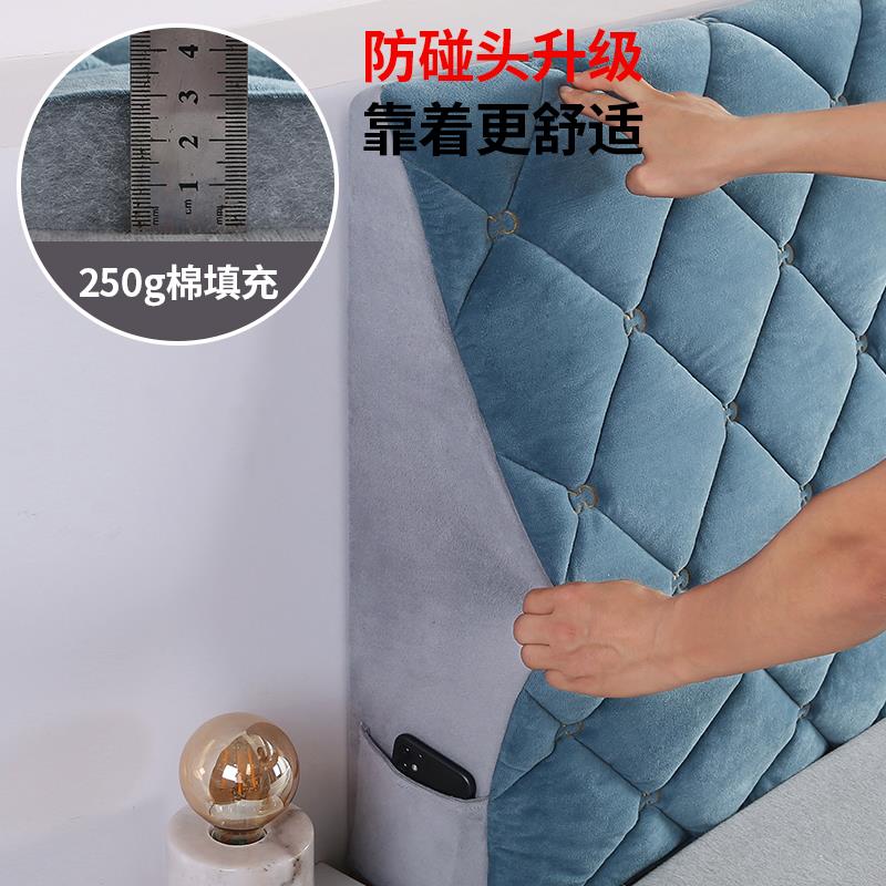 全包床头套罩夹棉加棉软TThgfxfu厚包欧式罩靠背皮简约木床防尘保