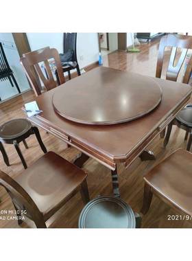 小方户2型圆桌全折叠餐桌椅人米桌JZB变两饭桌多功能1抽拉用1.5实