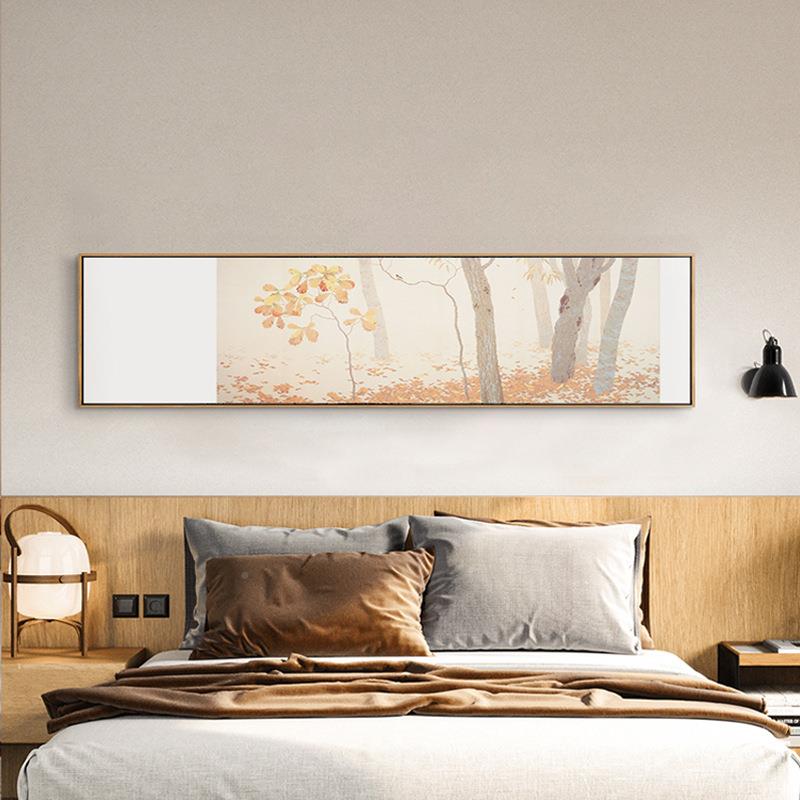知落叶日秋式森林挂画卧室床头横条壁画客厅秋天QR202111图风景装