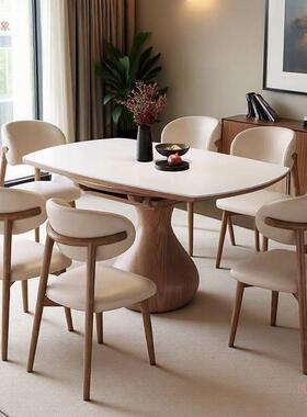 实木伸缩岩板餐桌HKB餐桌椅组合现代家方圆简两约叠小用户型折用