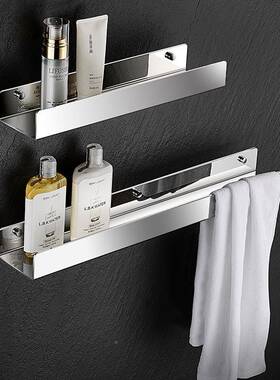 浴室壁置物架304不锈钢卫生间毛巾架简挂约收纳架打免孔QKB一字新