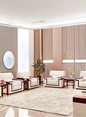 办沙发茶几组合商务接待贵会议公室沙发中式新宾布艺沙发KBO厂家