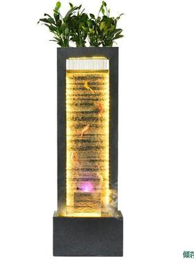 CVG风水水现代水喷泉墙公室景观帘办约公落地幕流水玄关屏风简轮