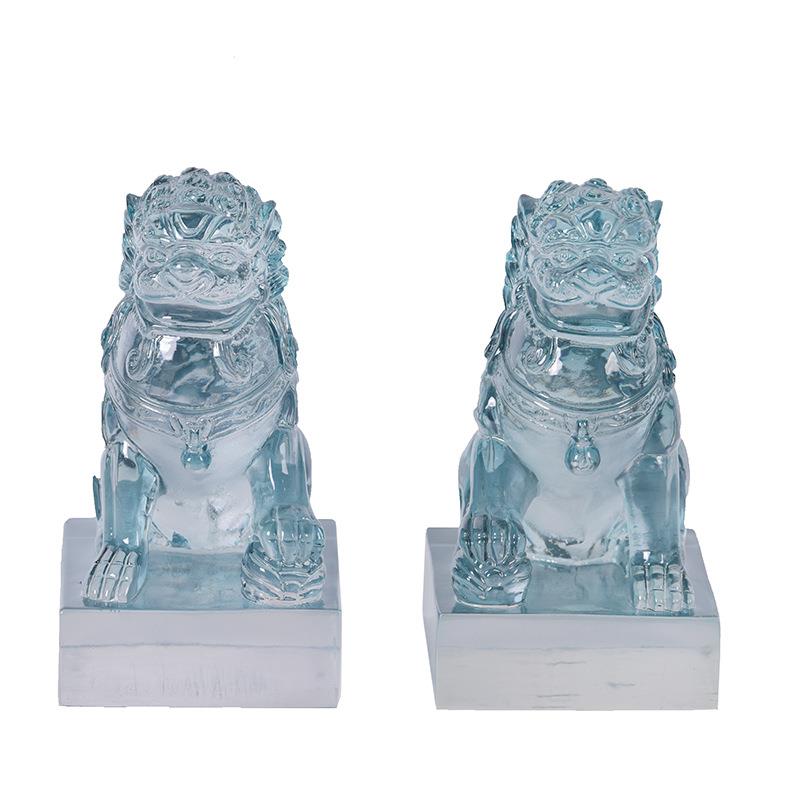 新中式A0309明树脂狮子摆样板房间书件桌面茶透室茶桌软装饰品房