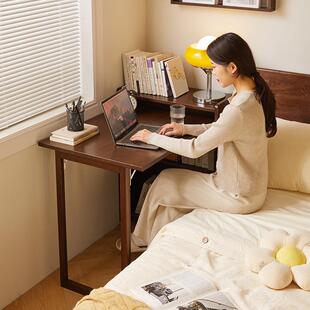 家逸实木可叠书桌学习桌电PHE书脑桌桌书一体转角架书折桌写字桌