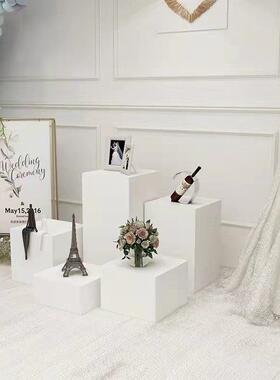 专拍正道具长方形几体物静拍tlzn%fg$摄台产品拍照木墩地台白色何