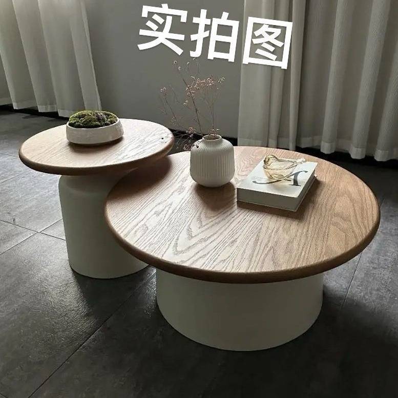 奶油风网红公寓茶几家用客厅小户型简约铁艺圆形马提尼民宿茶几