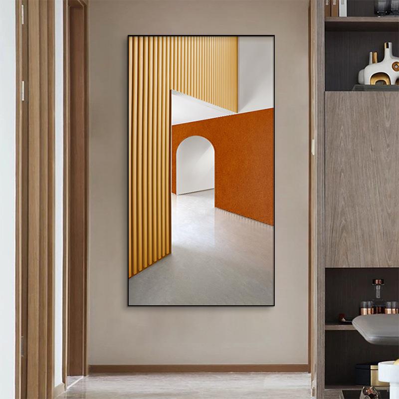 QX202112幻想空户间现代奢入玄关装轻抽饰画简约象建筑走廊过道竖