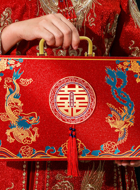 彩礼钱盒子订婚礼金箱结婚现金聘金聘礼盒提亲红包压钱箱婚庆用品