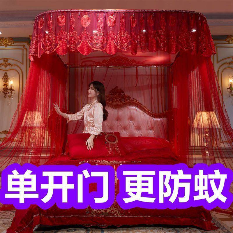 轨道蚊加粗支架人双家用帐纱加密1.5m1.8床米2mBYX三开门公帐赵之