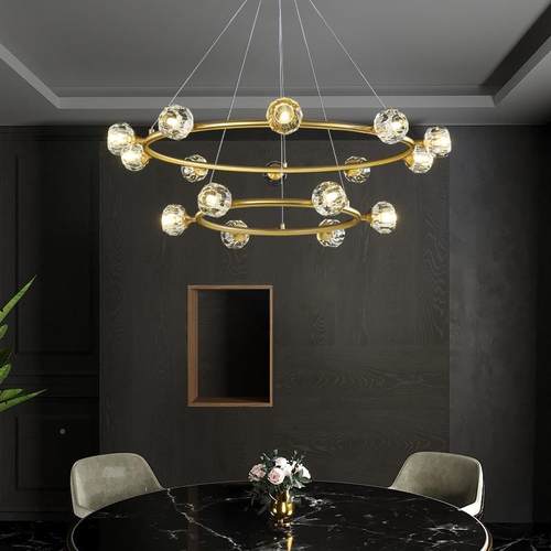 轻奢吊灯客JHB厅全铜水晶具餐厅港式式别墅欧美灯式后现灯代简约