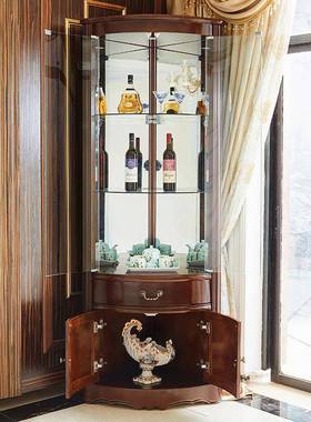 代中角柜墙角现客厅酒柜式实木转角柜靠墙餐厅储物ZG-66003柜玻璃