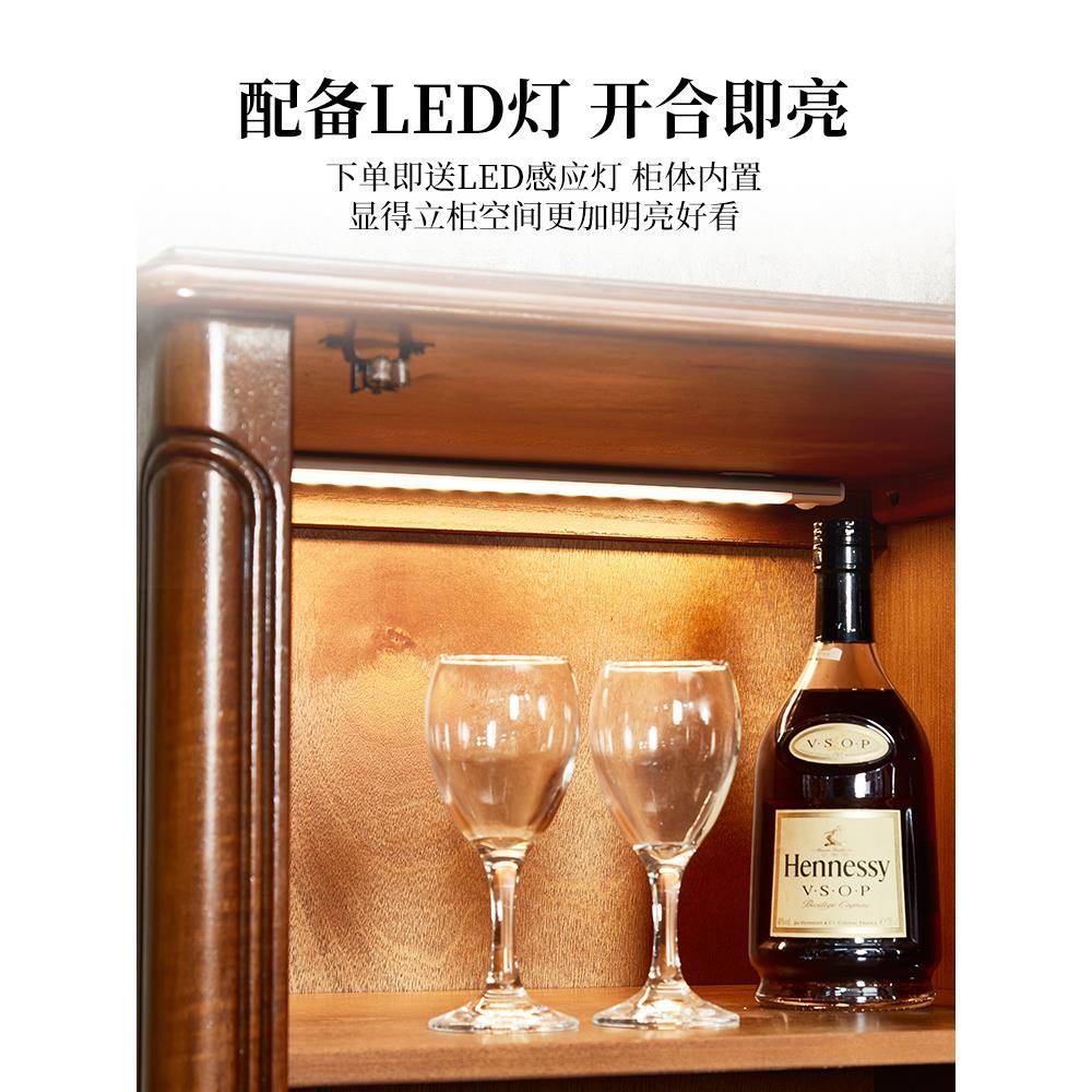 美中式酒柜欧式实木玻璃小茶水新无品牌/式复古电客厅视边柜展示