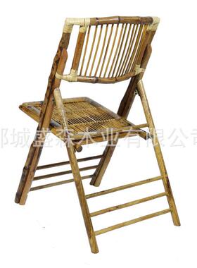 竹折叠椅子户外27275靠竹木背折便携复古老成人式餐椅花园户外叠