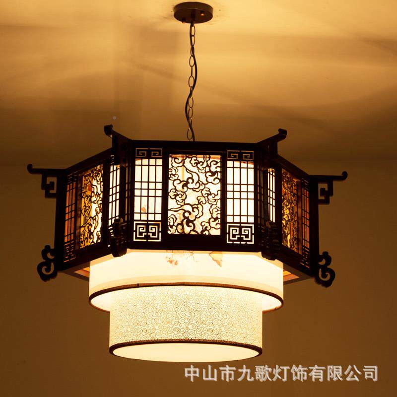 中式实木吊灯中国风古典茶MYXD-33餐楼灯饭店大厅客厅厅LDE木艺新