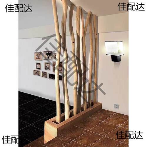 枯木实木屏风隔断新款茶室干树枝套装环创原木幼儿园天然树干装饰