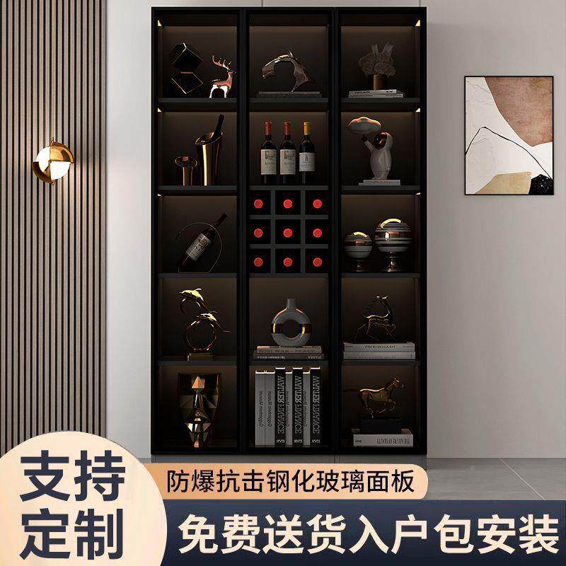 轻奢玻璃柜酒柜靠墙储物厅柜客高档边家用一餐体边柜展JLS示柜