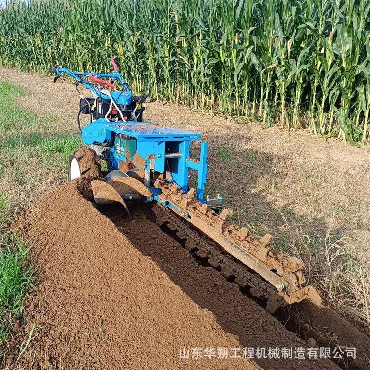 小型链条开沟1机农用果园95柴ATM油道深度管开槽机扶链式手开沟机