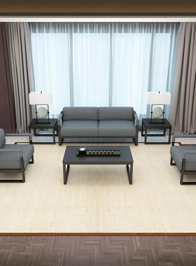 7W小钢架布沙发休三人位接待室科技布办公F76555MH沙发茶艺几组合