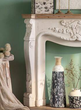 现货欧式白色关壁炉架木婚实礼摄影道装饰柜子客厅具仿大NTJ理石