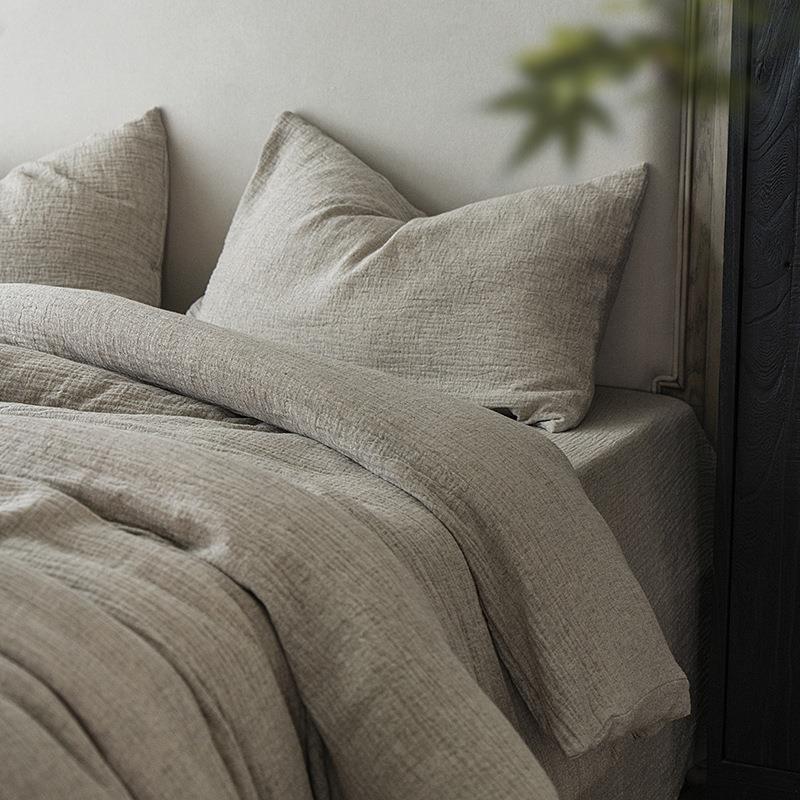 日式1民宿素棉麻双层纱XTF四件套.2m床单款色三件套被套上用床品