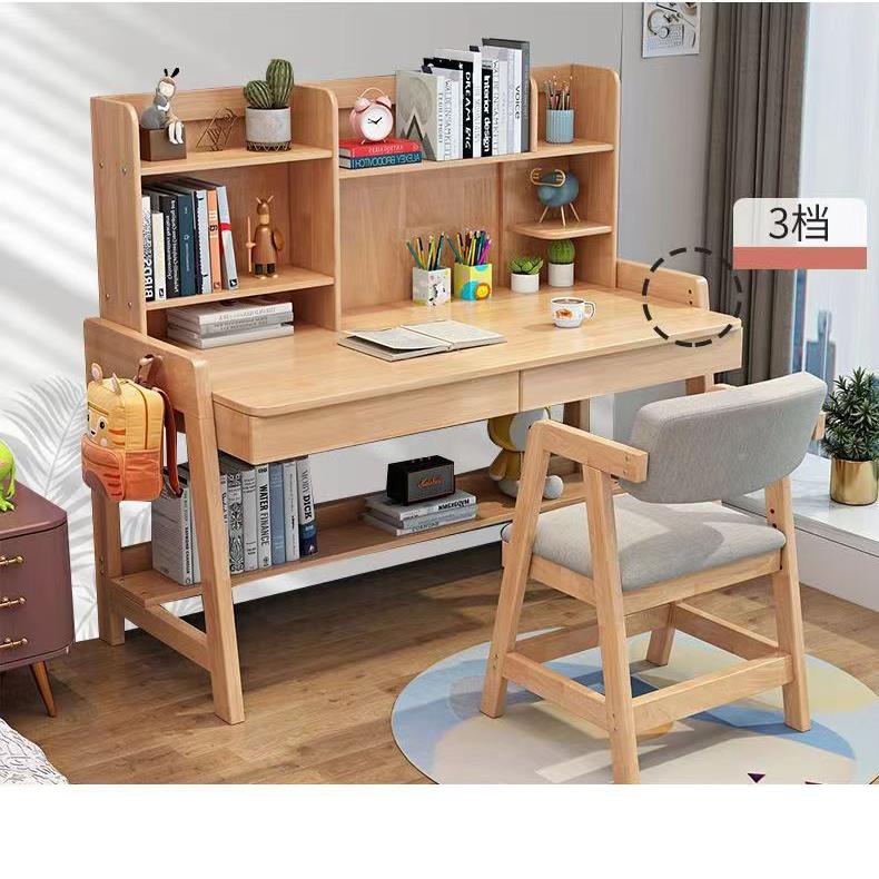 实木书桌子儿童学习桌家用室小型写字桌书架卧OXC组合一体桌台课