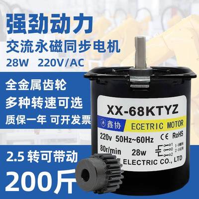 交流永磁同步齿轮减速电机220V微型小电机低速正反大马力马达慢速